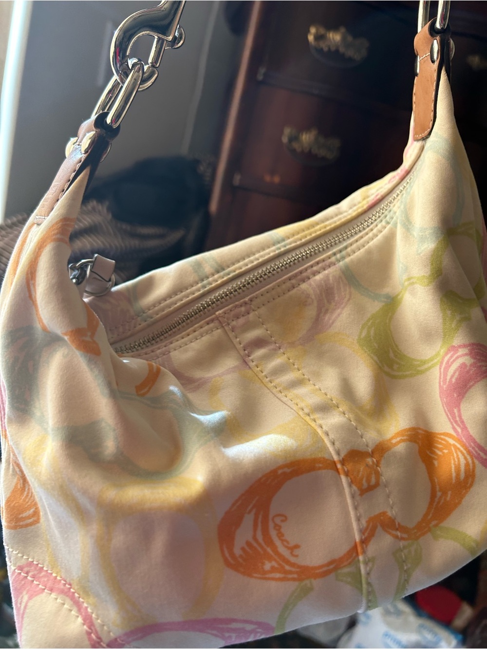 Coach Multicolor Pastel Signature Ring Shoulder Bag - Cream - Picture 7 of 13